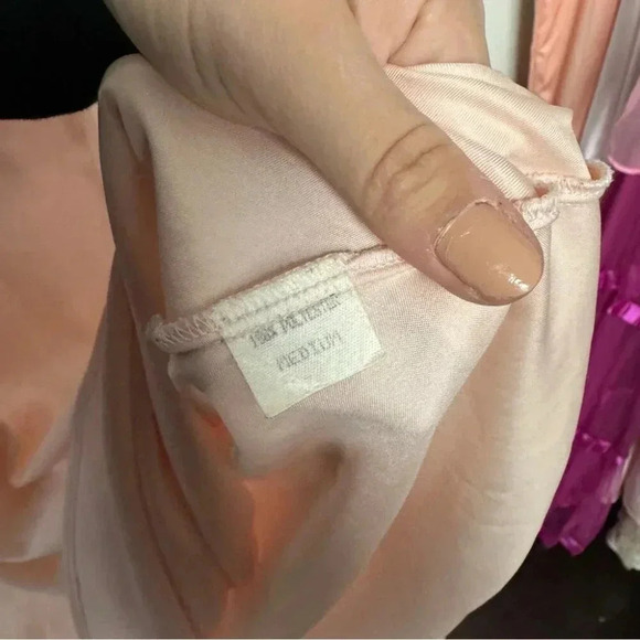 Vintage peachy pink maxi gown M cottagecore glam fairy - Picture 6 of 6